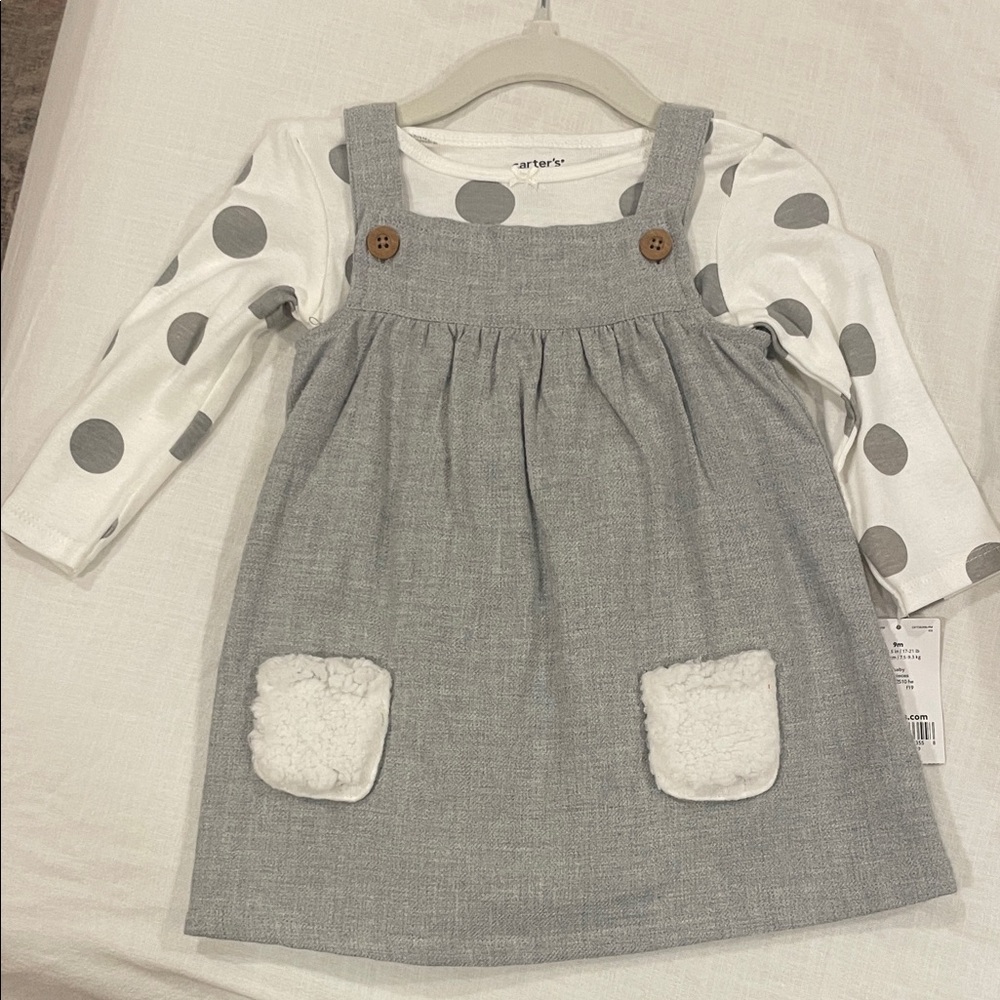 Carter's Gray Dress with Polka Dot Top